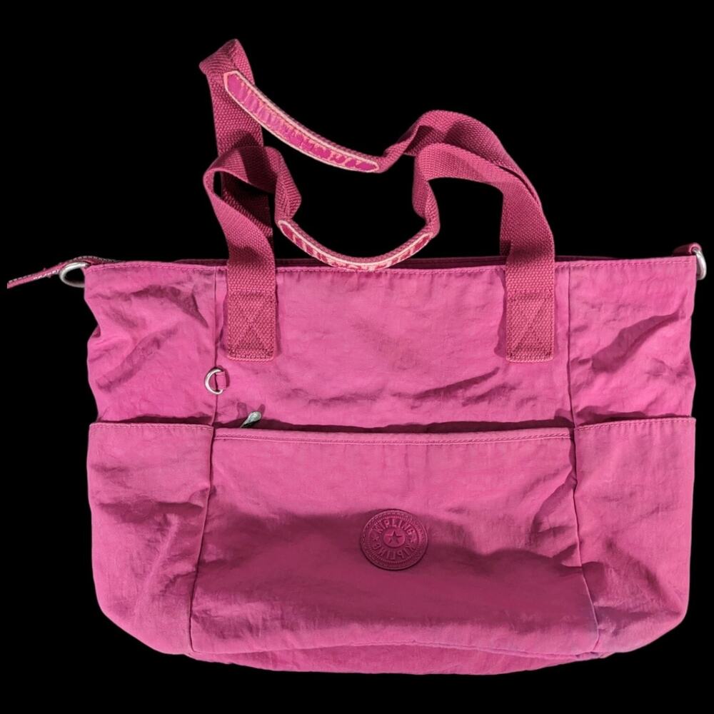 KIPLING Pink Nylon Messenger Bag Crossbody with Handles (No Long Strap)